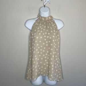 WHITE HOUSE BLACK MARKET Top Womens Small Polka Dot Bow Blouse NEW Sleeveless